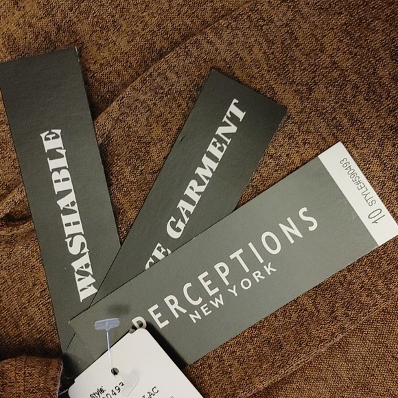 NWT PERCEPTIONS TAN LIGHT TWEED CARDIGAN WITH BELT SZ 10 - Picture 6 of 7